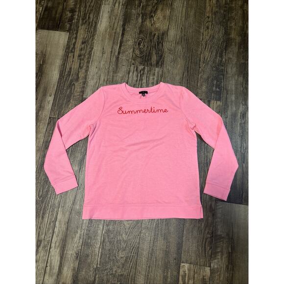 Talbots Petite Pink Crewneck Sweatshirt Summertime Embroidered Small SP - Picture 1 of 4